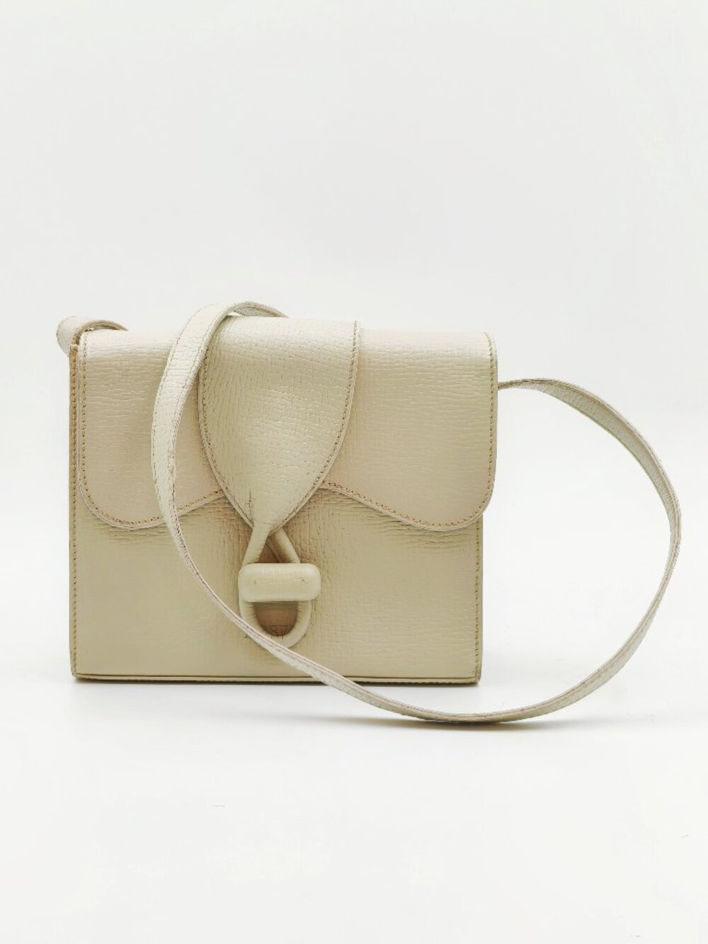 Vintage LOEWE Ivory Cream Leather Shoulder Crossbody Bag